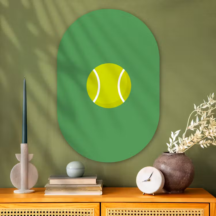 Muurovaal - Glas - Bal - Geel - Sport - Groen - Illustratie — 2