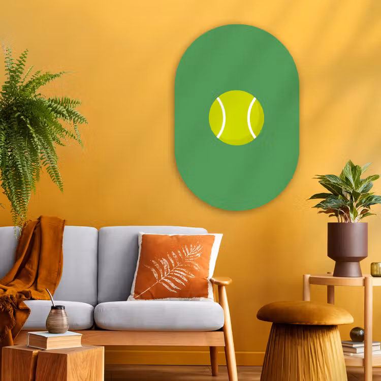 Muurovaal - Glas - Bal - Geel - Sport - Groen - Illustratie — 3
