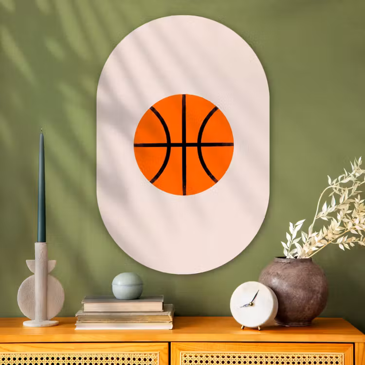 Muurovaal - Glas - Basketbal - Bal - Sport - Illustratie - Oranje — 2