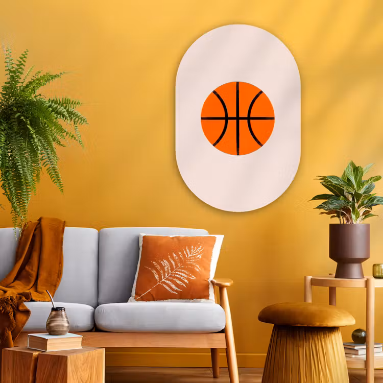Muurovaal - Glas - Basketbal - Bal - Sport - Illustratie - Oranje — 3