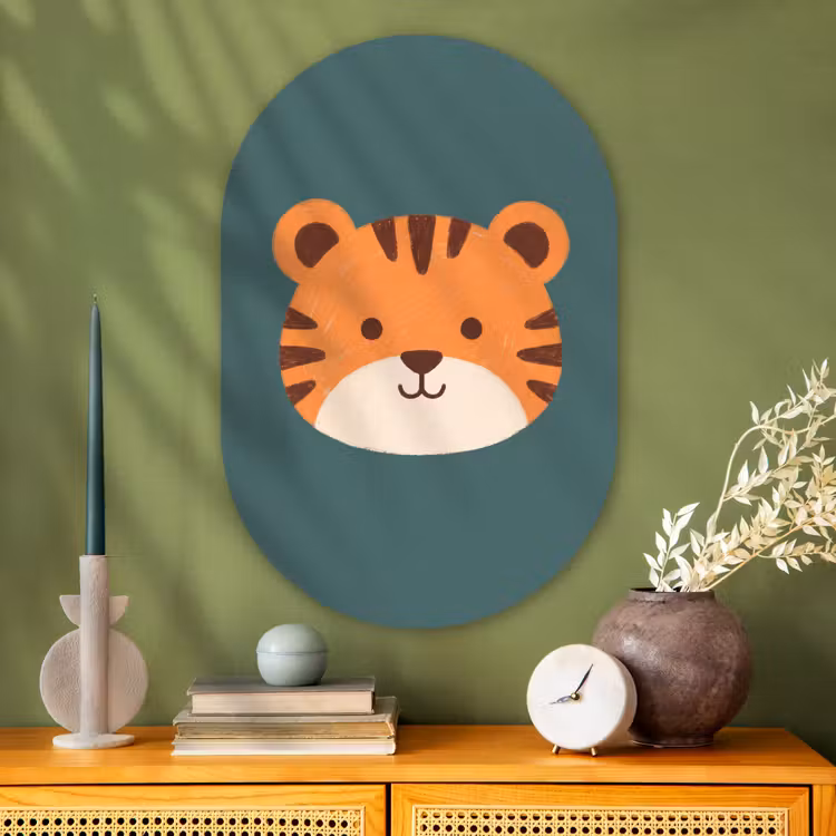 Muurovaal - Glas - Dieren - Kop - Oranje - Illustratie - Modern — 2