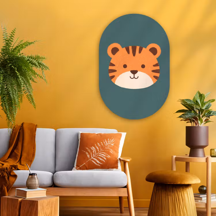 Muurovaal - Glas - Dieren - Kop - Oranje - Illustratie - Modern — 3