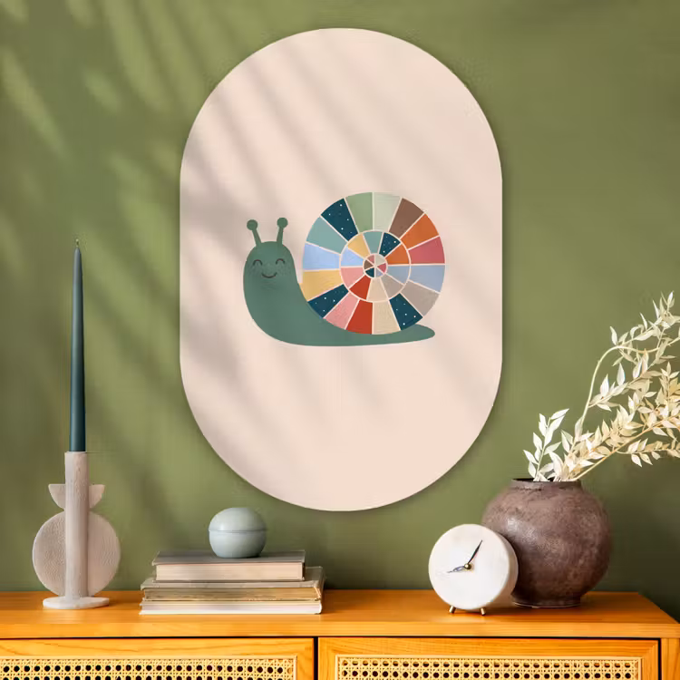 Muurovaal - Glas - Dieren - Slak - Kleurrijk - Illustratie — 2