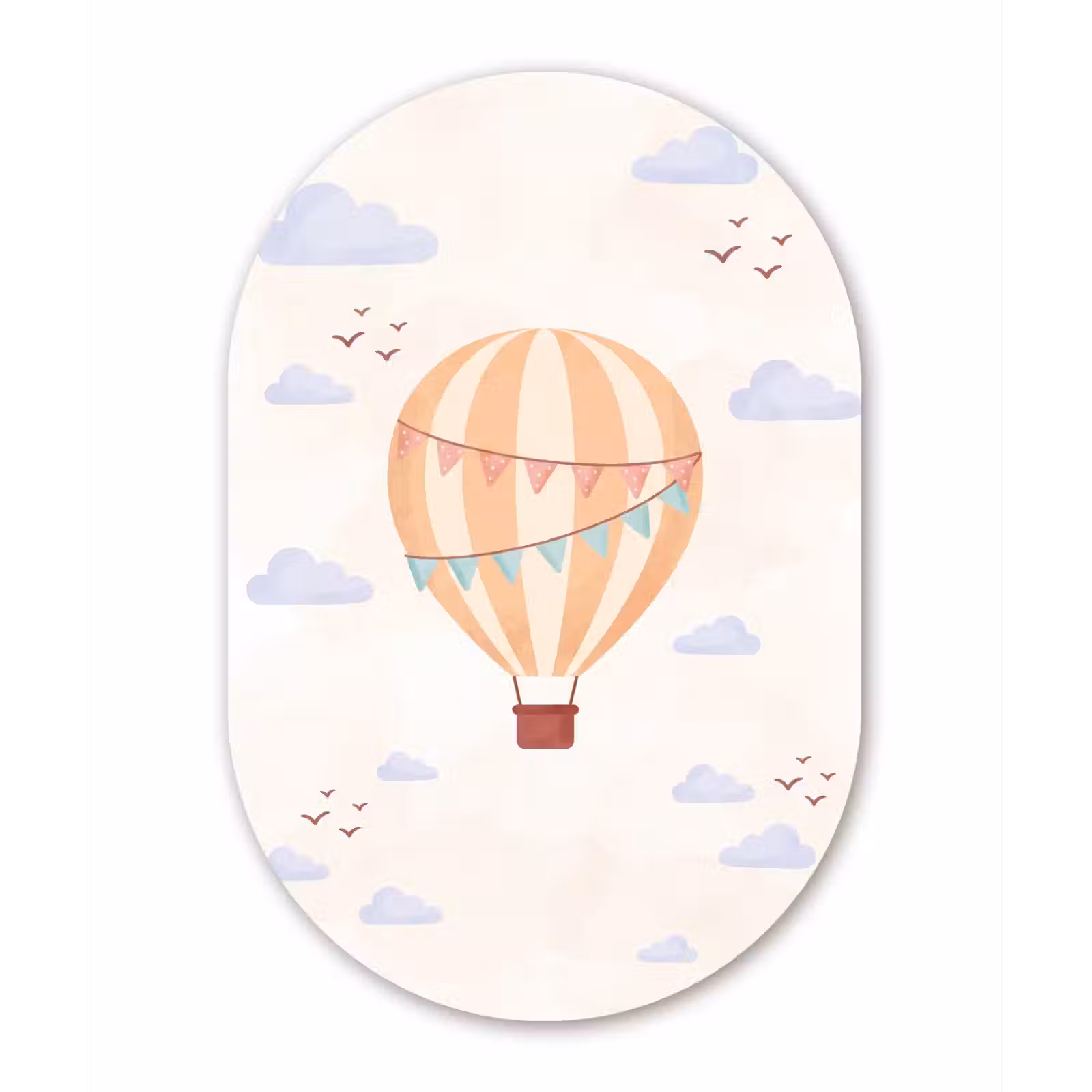 Muurovaal - Glas - Luchtballon - Wolken - Illustratie - Zacht - Kinderkamer — 1