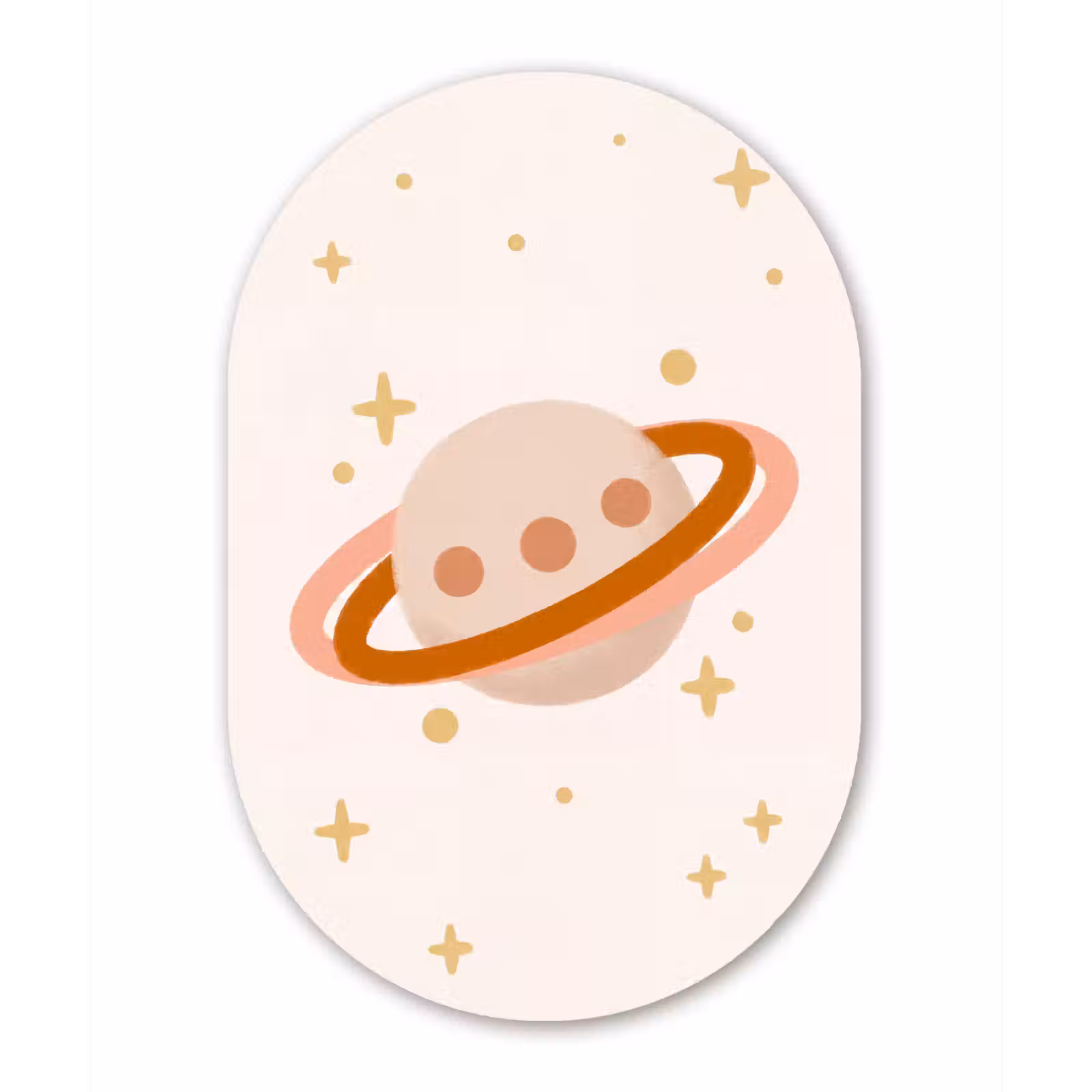 Muurovaal - Glas - Planeet - Ringen - Ruimte - Illustratie - Beige — 1