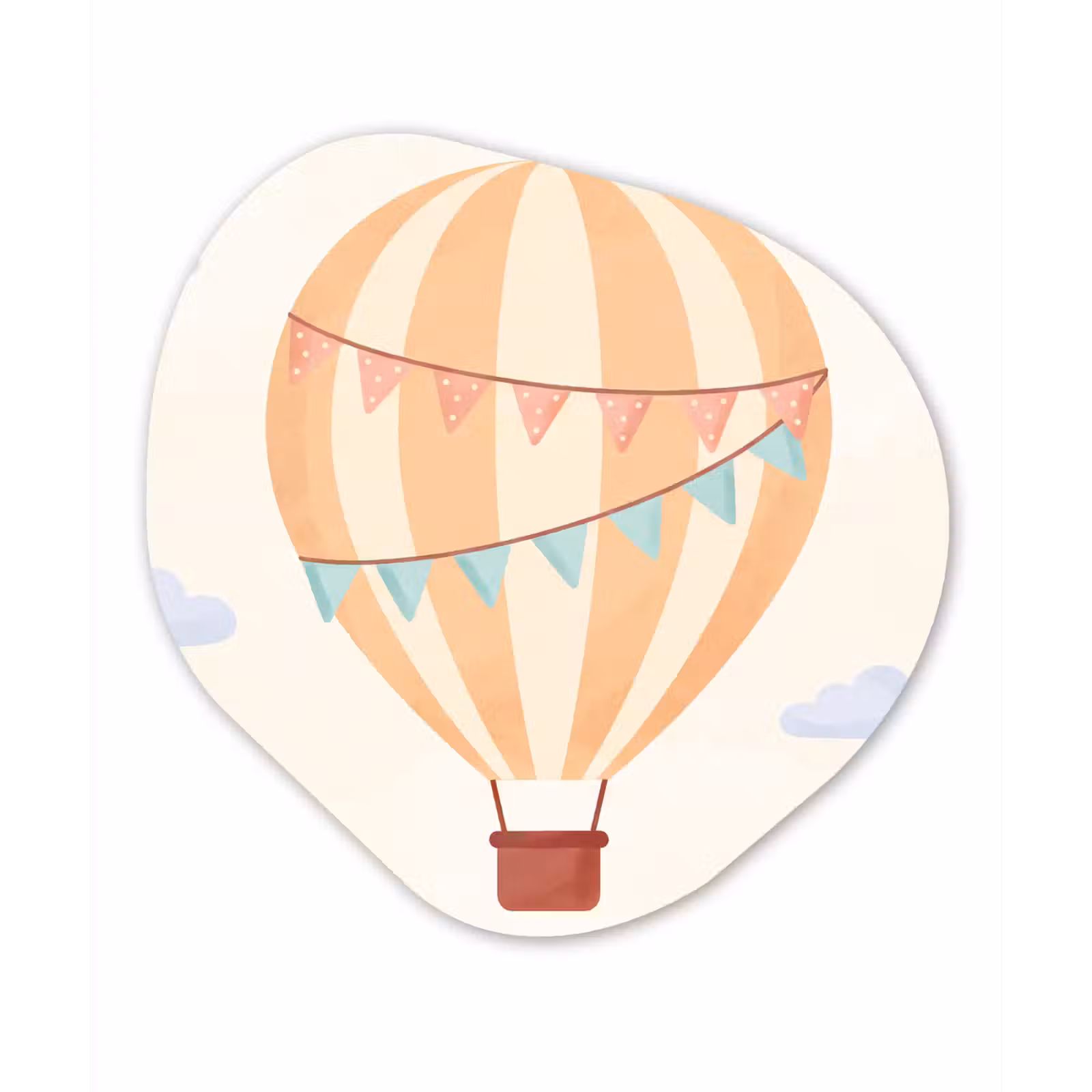 Organisch schilderij - Glas - Luchtballon - Wolken - Illustratie - Zacht - Kinderkamer — 1