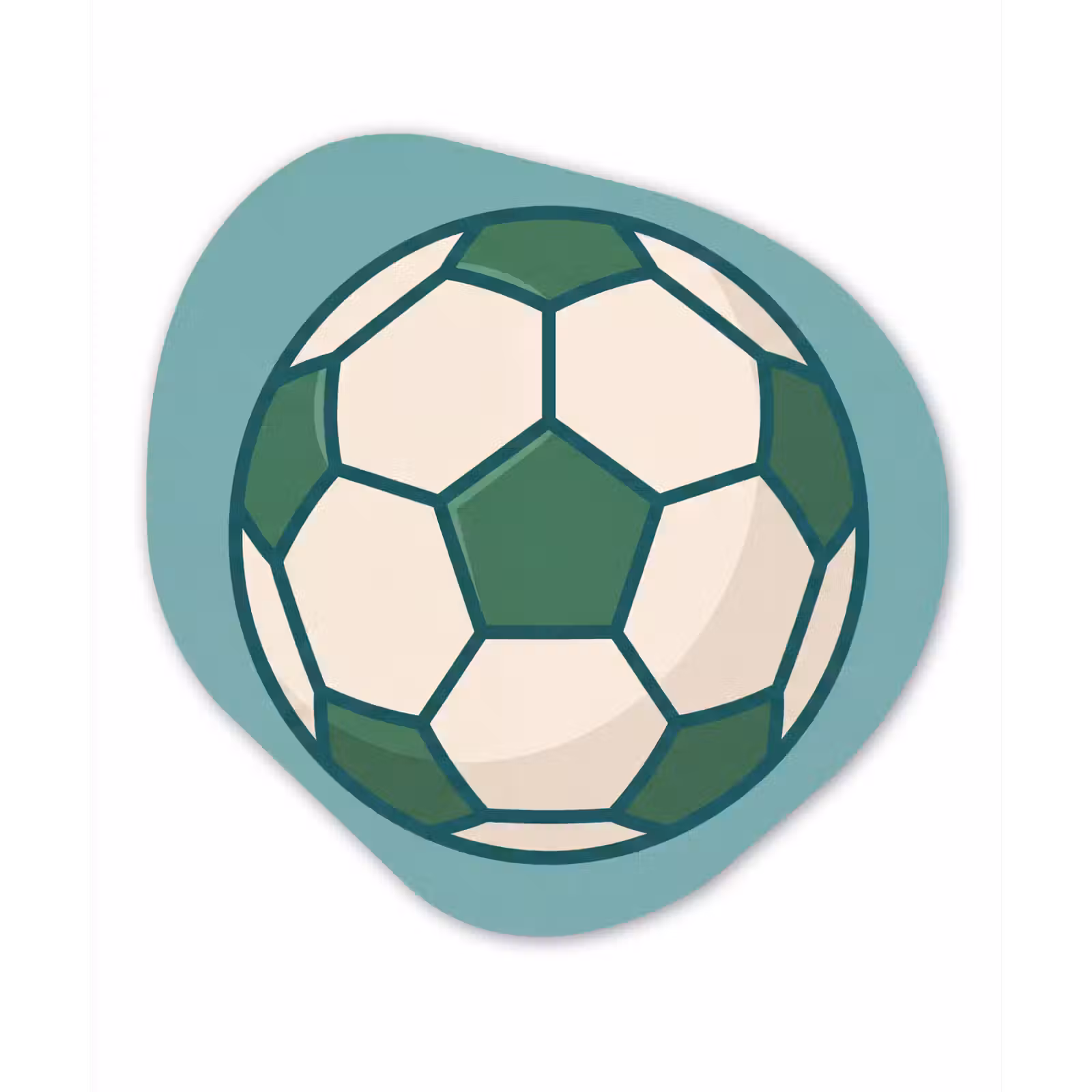 Organisch schilderij - Glas - Voetbal - Geometrisch - Sport - Illustratie - Blauwgroen — 1