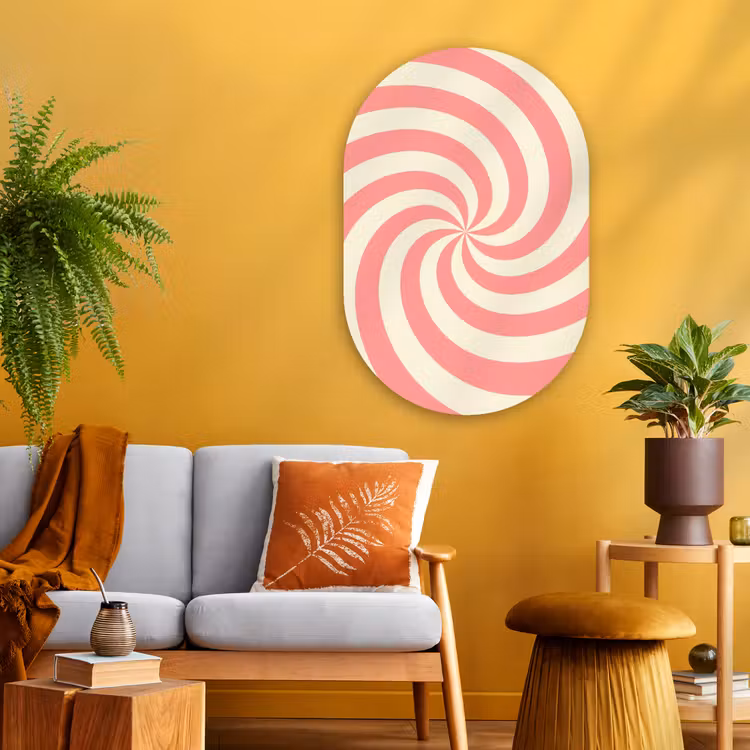 Muurovaal - Glas - Spiraal - Patroon - Abstract - Roze - Beige — 3