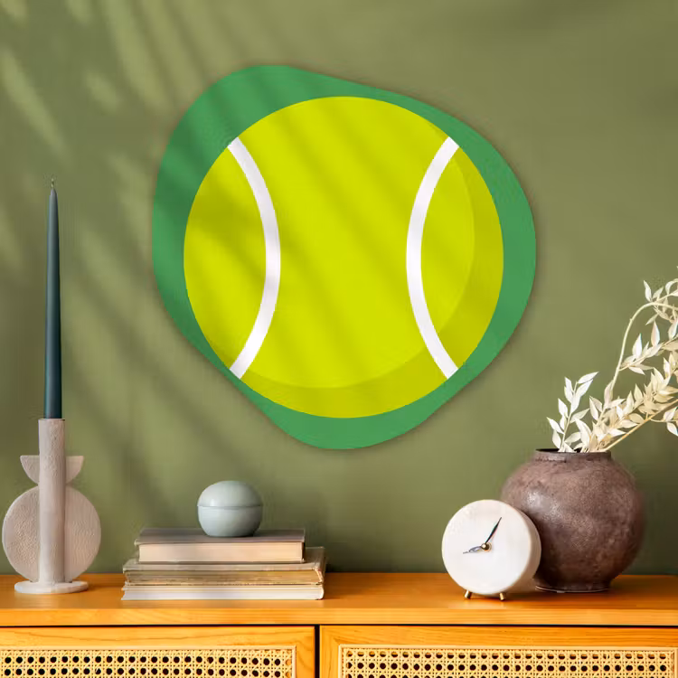 Organisch schilderij - Glas - Bal - Geel - Sport - Groen - Illustratie — 2