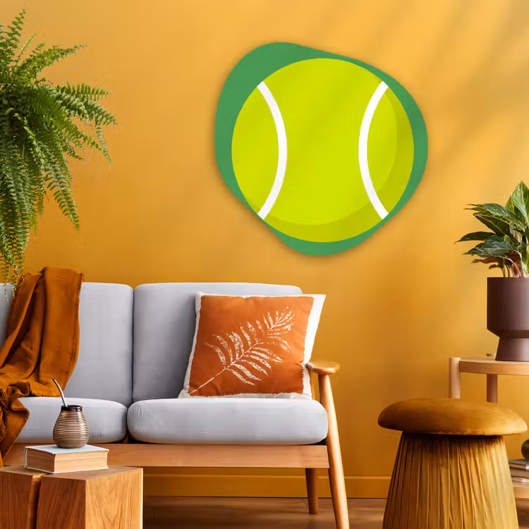 Organisch schilderij - Glas - Bal - Geel - Sport - Groen - Illustratie — 3