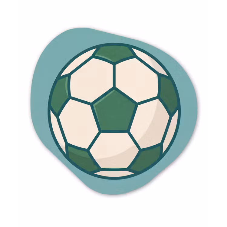Organisch schilderij - Glas - Voetbal - Geometrisch - Sport - Illustratie - Blauwgroen — 1