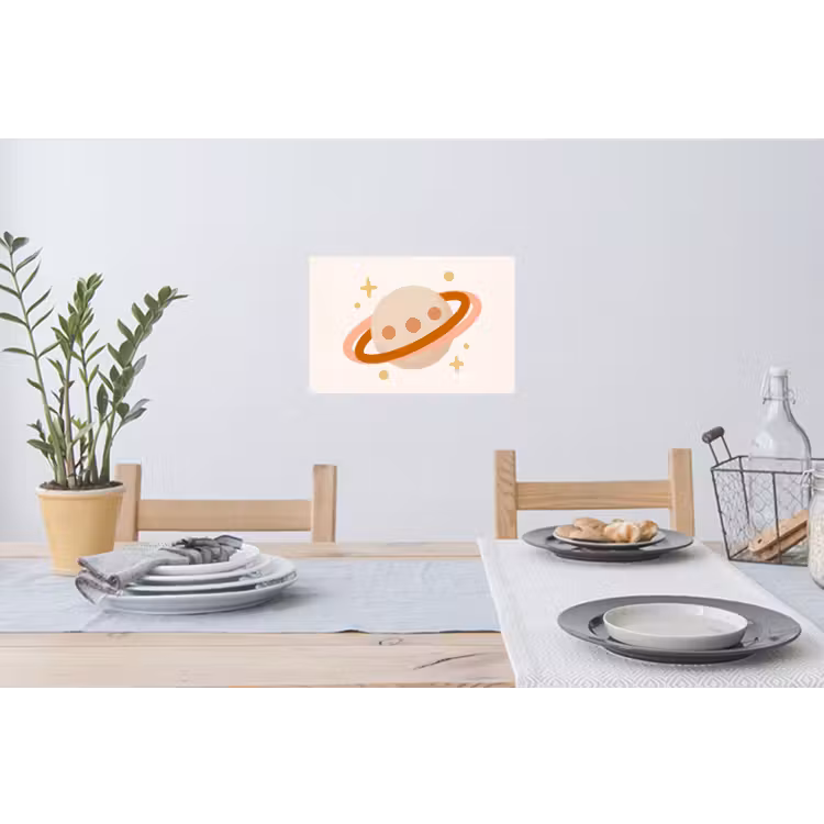 Muursticker - Planeet - Ringen - Ruimte - Illustratie - Beige — 3