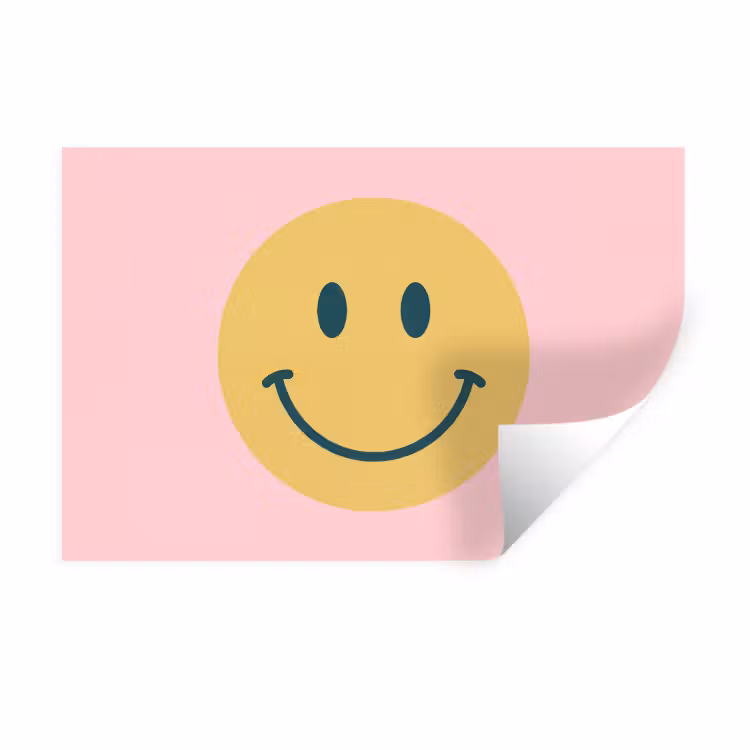 Muursticker - Smiley - Geel - Roze - Symbool - Minimalistisch — 1
