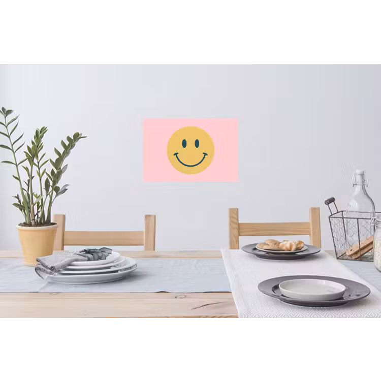 Muursticker - Smiley - Geel - Roze - Symbool - Minimalistisch — 3