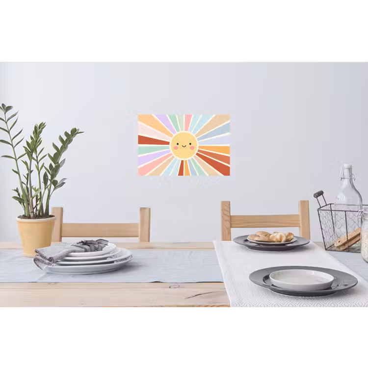 Muursticker - Zon - Stralen - Vrolijk - Kleurrijk - Abstract — 3