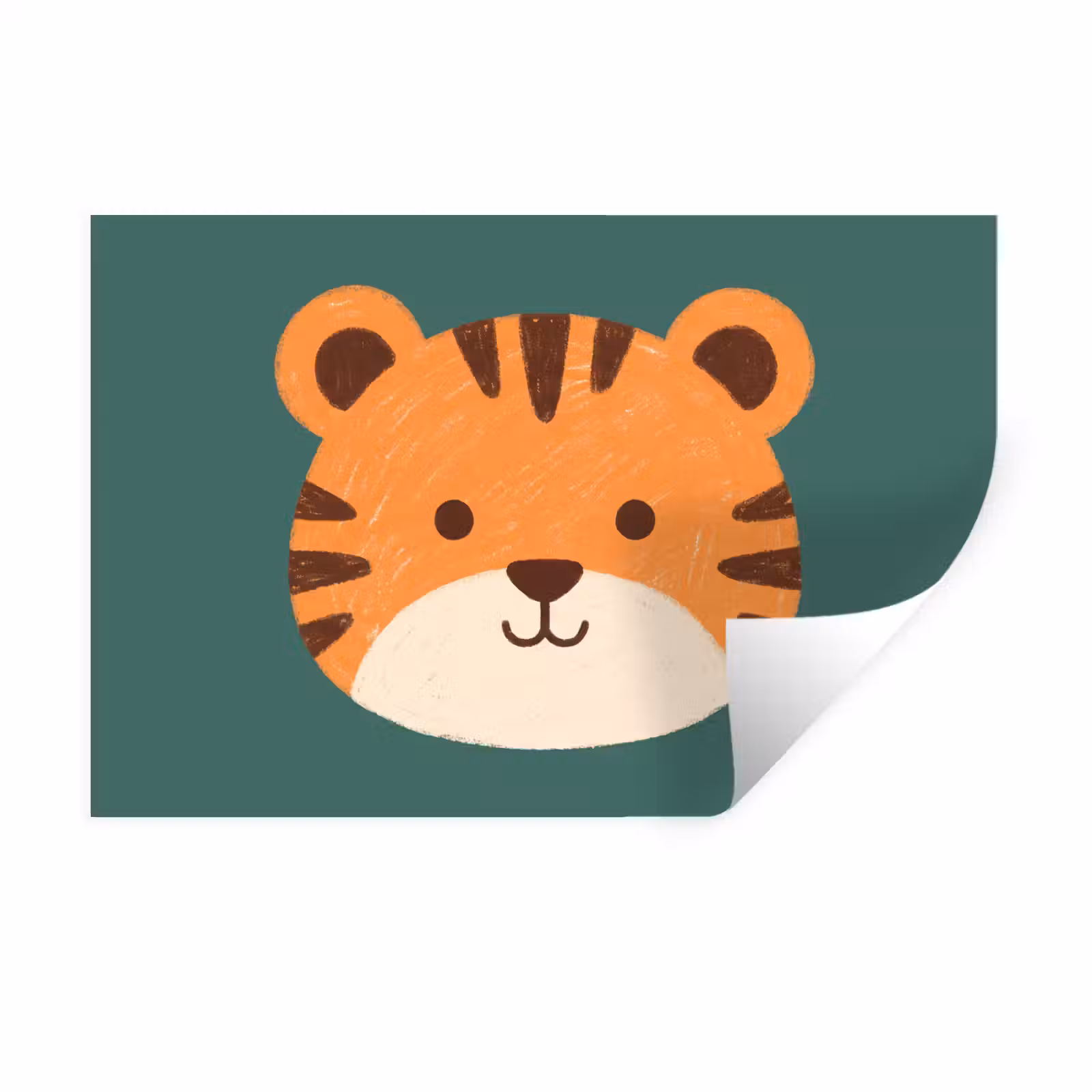 Muursticker - Dieren - Kop - Oranje - Illustratie - Modern — 1