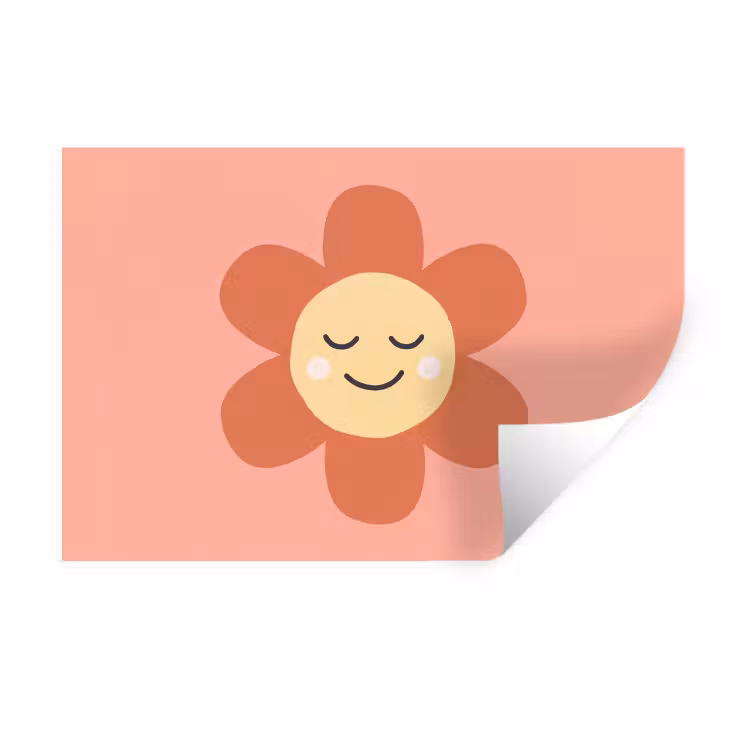 Muursticker - Bloemen - Tekenfilm - Kind - Roze — 1