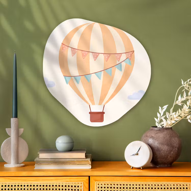 Organische schilderij - Aluminium - Luchtballon - Wolken - Illustratie - Zacht - Kinderkamer — 2