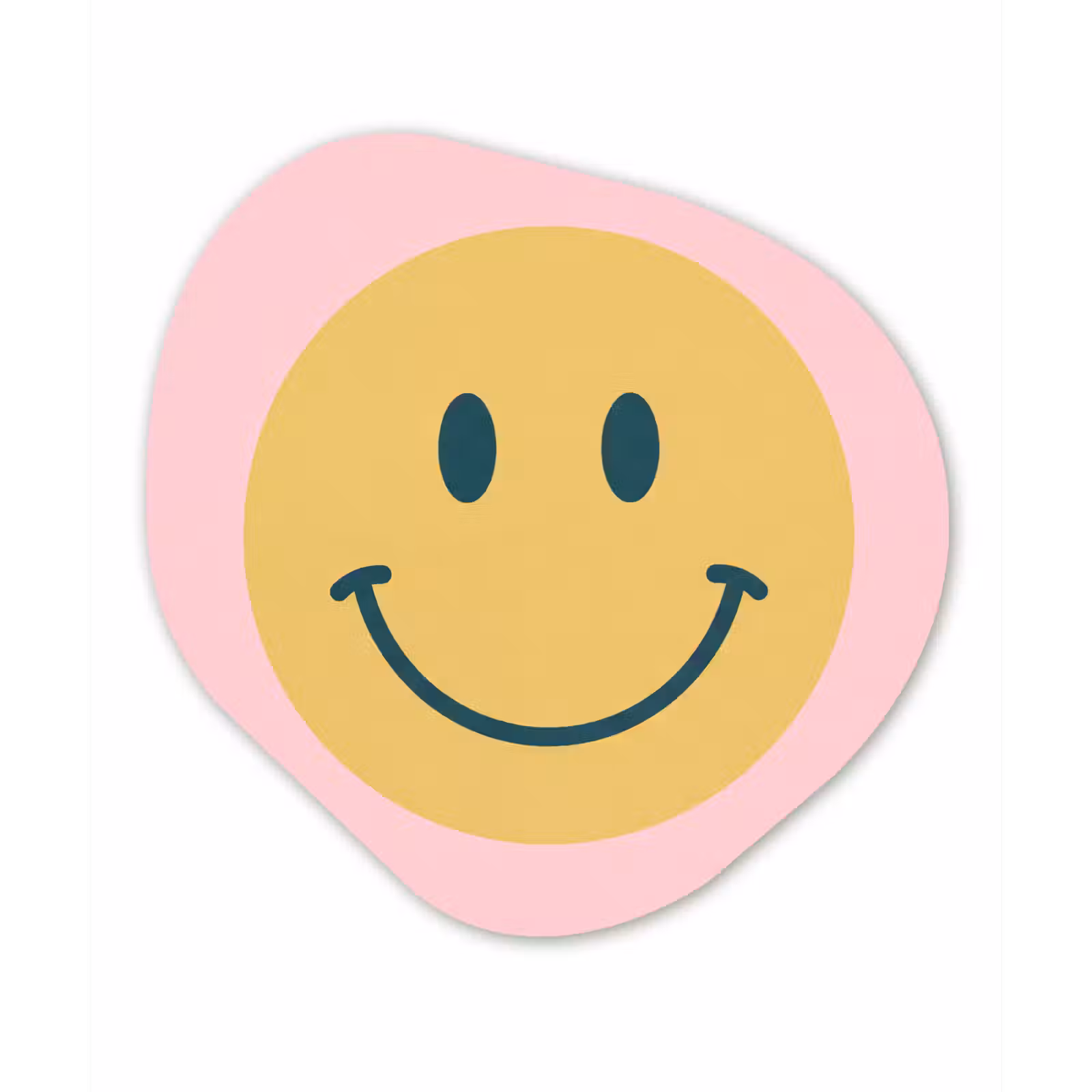 Organische schilderij - Aluminium - Smiley - Geel - Roze - Symbool - Minimalistisch — 1