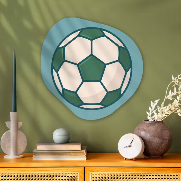 Organische schilderij - Aluminium - Voetbal - Geometrisch - Sport - Illustratie - Blauwgroen — 2