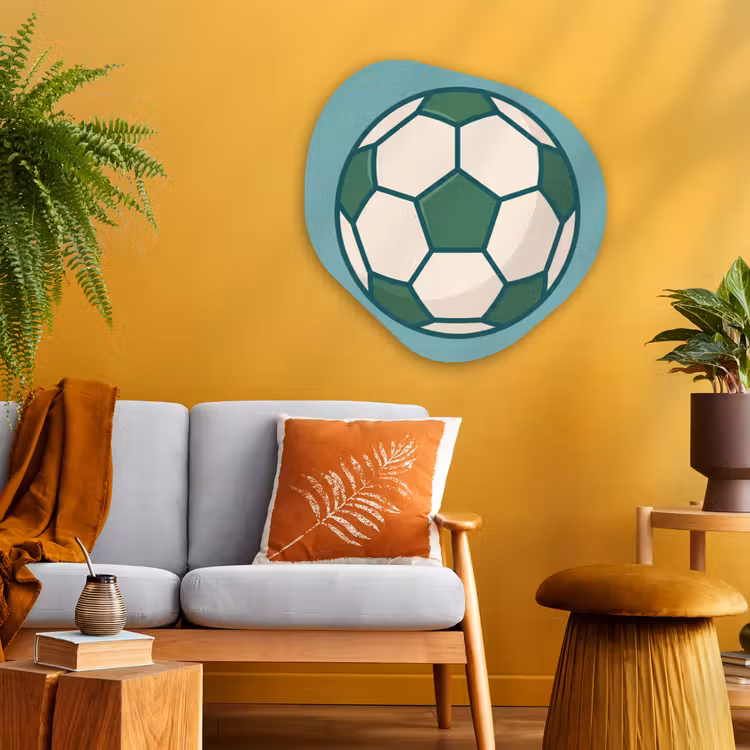 Organische schilderij - Aluminium - Voetbal - Geometrisch - Sport - Illustratie - Blauwgroen — 3