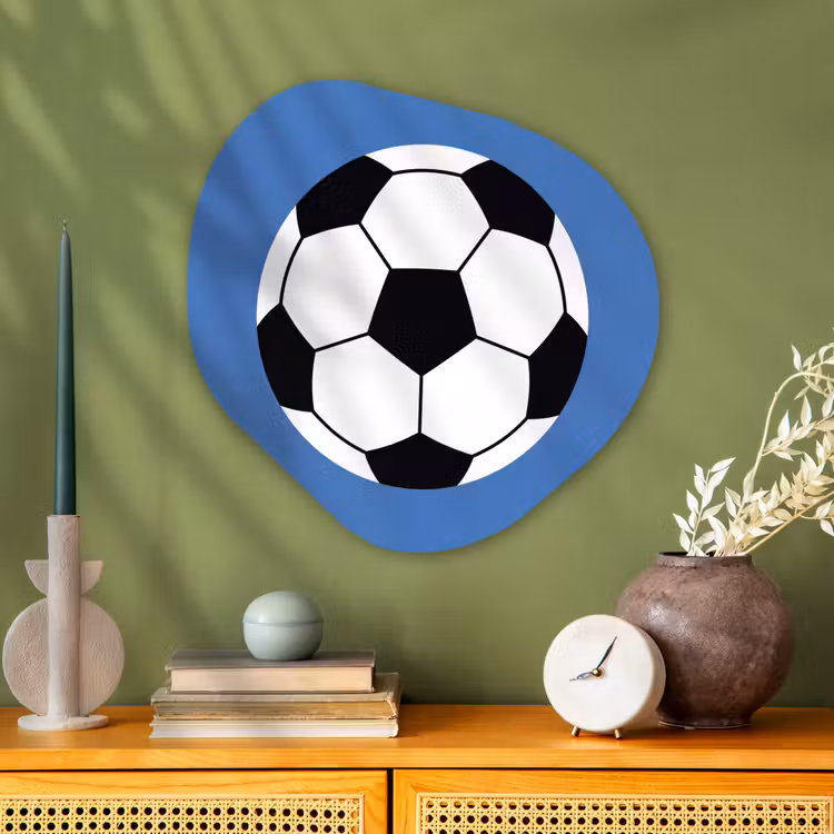 Organische schilderij - Aluminium - Voetbal - Zwart-wit - Sport - Illustratie - Blauw — 2