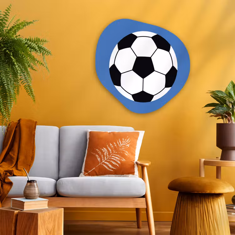 Organische schilderij - Aluminium - Voetbal - Zwart-wit - Sport - Illustratie - Blauw — 3