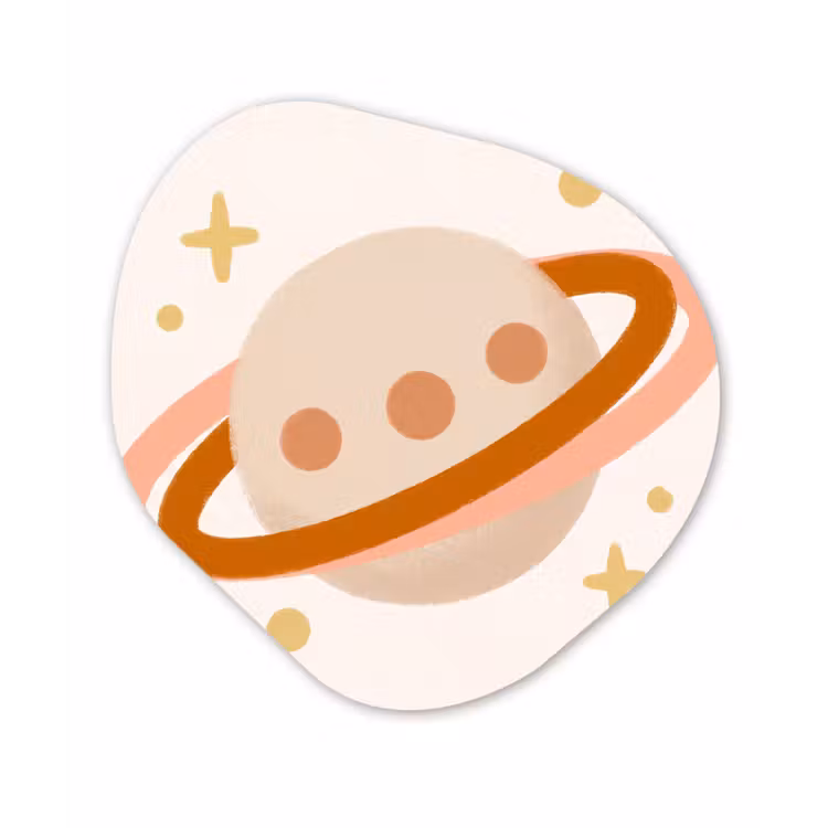 Organisch schilderij - Forex - Planeet - Ringen - Ruimte - Illustratie - Beige — 1