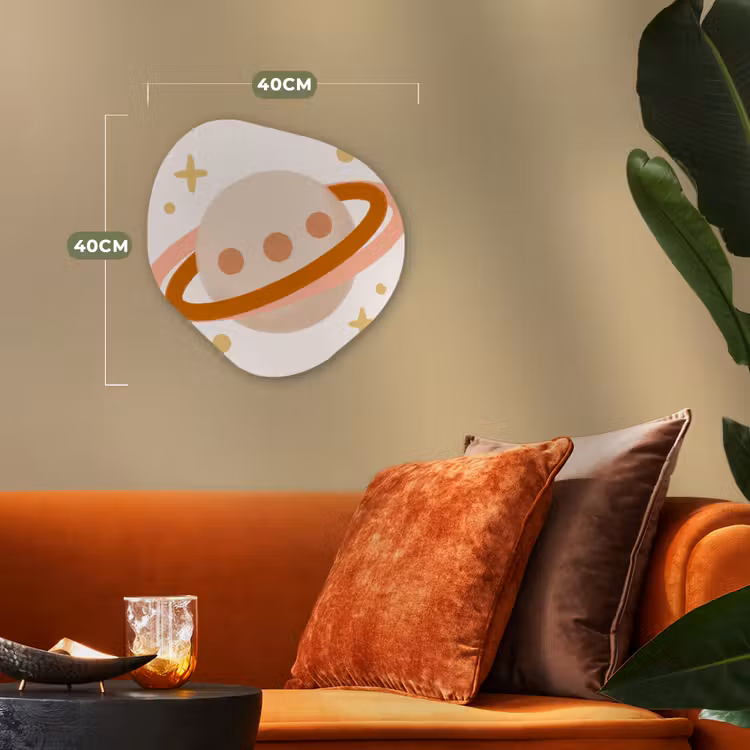 Organisch schilderij - Forex - Planeet - Ringen - Ruimte - Illustratie - Beige — 4