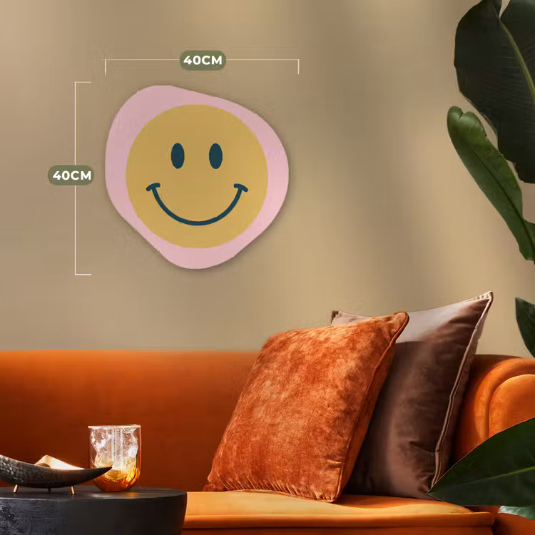 Organisch schilderij - Forex - Smiley - Geel - Roze - Symbool - Minimalistisch — 4