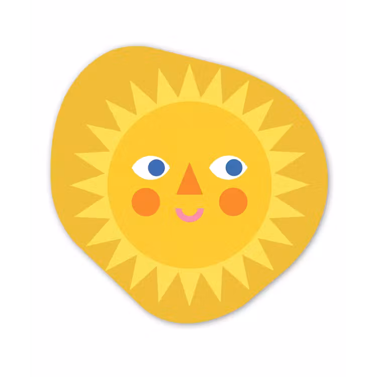 Organisch schilderij - Forex - Zon - Gezicht - Zomer - Illustratie - Geel — 1