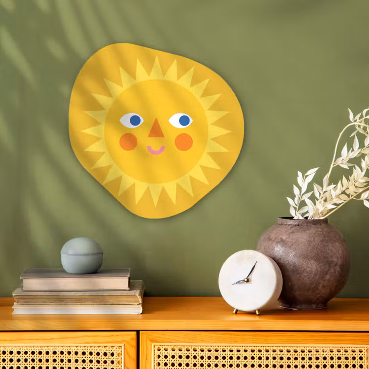 Organisch schilderij - Forex - Zon - Gezicht - Zomer - Illustratie - Geel — 2