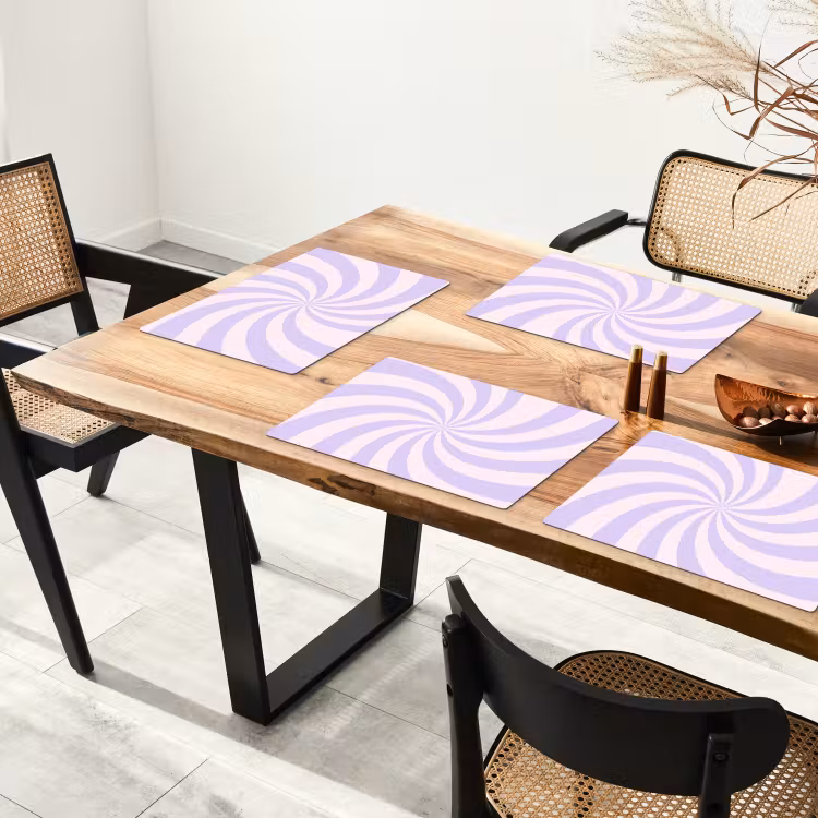 Placemat - 6 stuks - Patroon - Spiraal - Abstract - Modern - Paars-Roze — 5