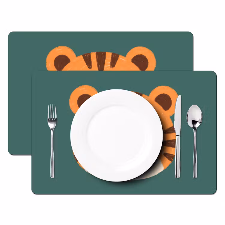 Placemat - 6 stuks - Dieren - Kop - Oranje - Illustratie - Modern — 2