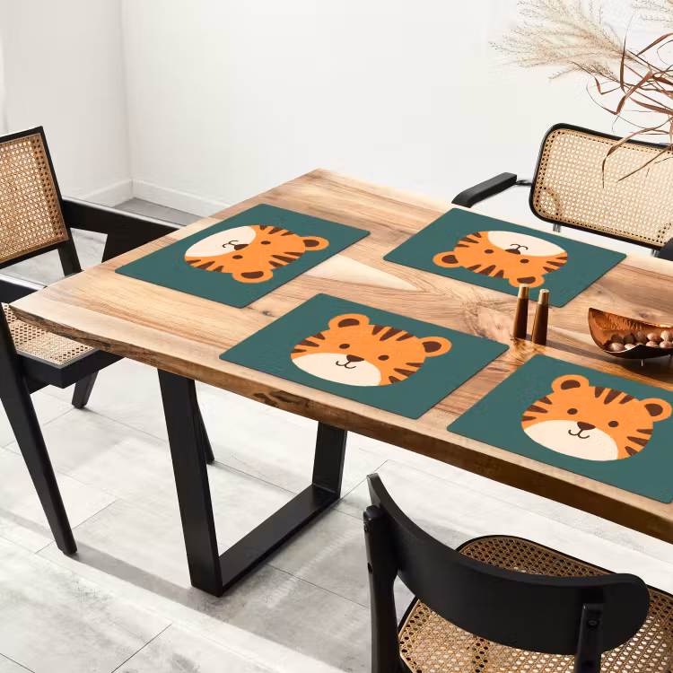 Placemat - 6 stuks - Dieren - Kop - Oranje - Illustratie - Modern — 5