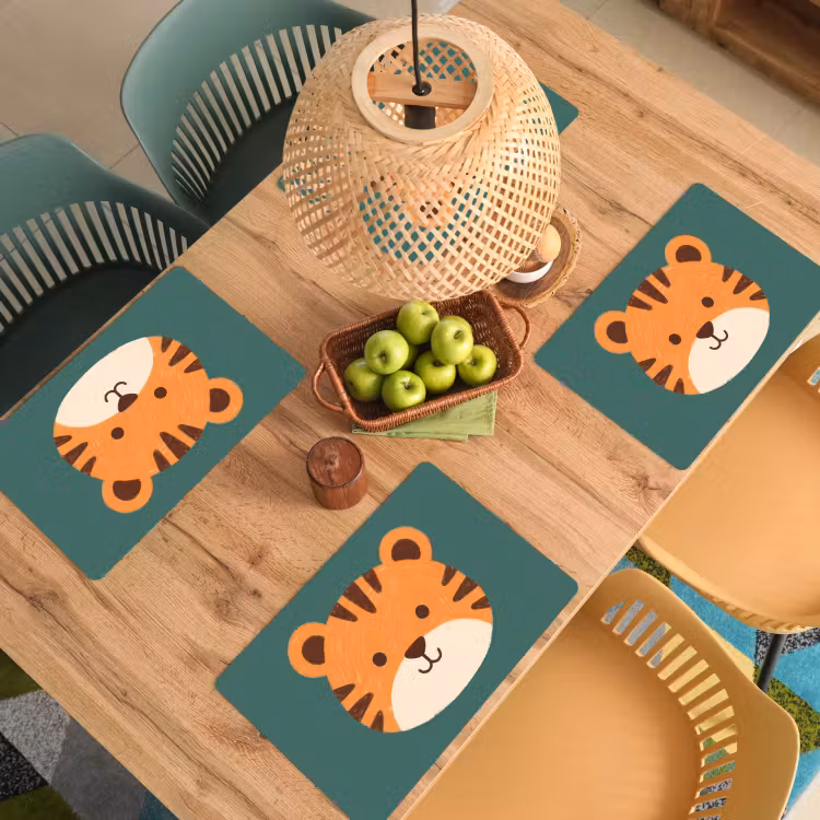 Placemat - 6 stuks - Dieren - Kop - Oranje - Illustratie - Modern — 6