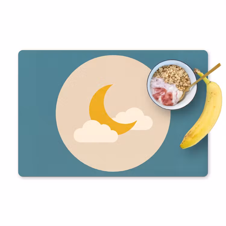 Placemat - 6 stuks - Maan - Wolken - Natuur - Abstract - Geel — 1