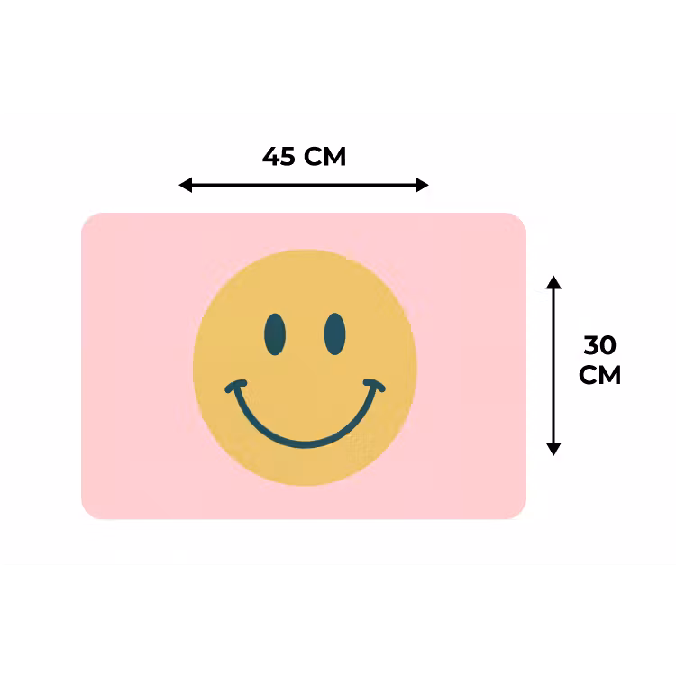 Placemat - 6 stuks - Smiley - Geel - Roze - Symbool - Minimalistisch — 3