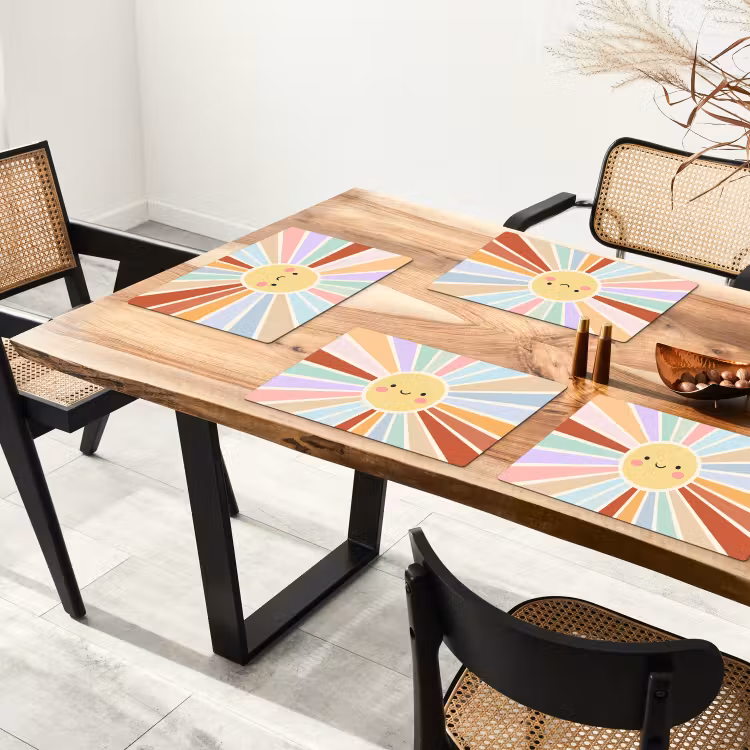 Placemat - 6 stuks - Zon - Stralen - Vrolijk - Kleurrijk - Abstract — 5