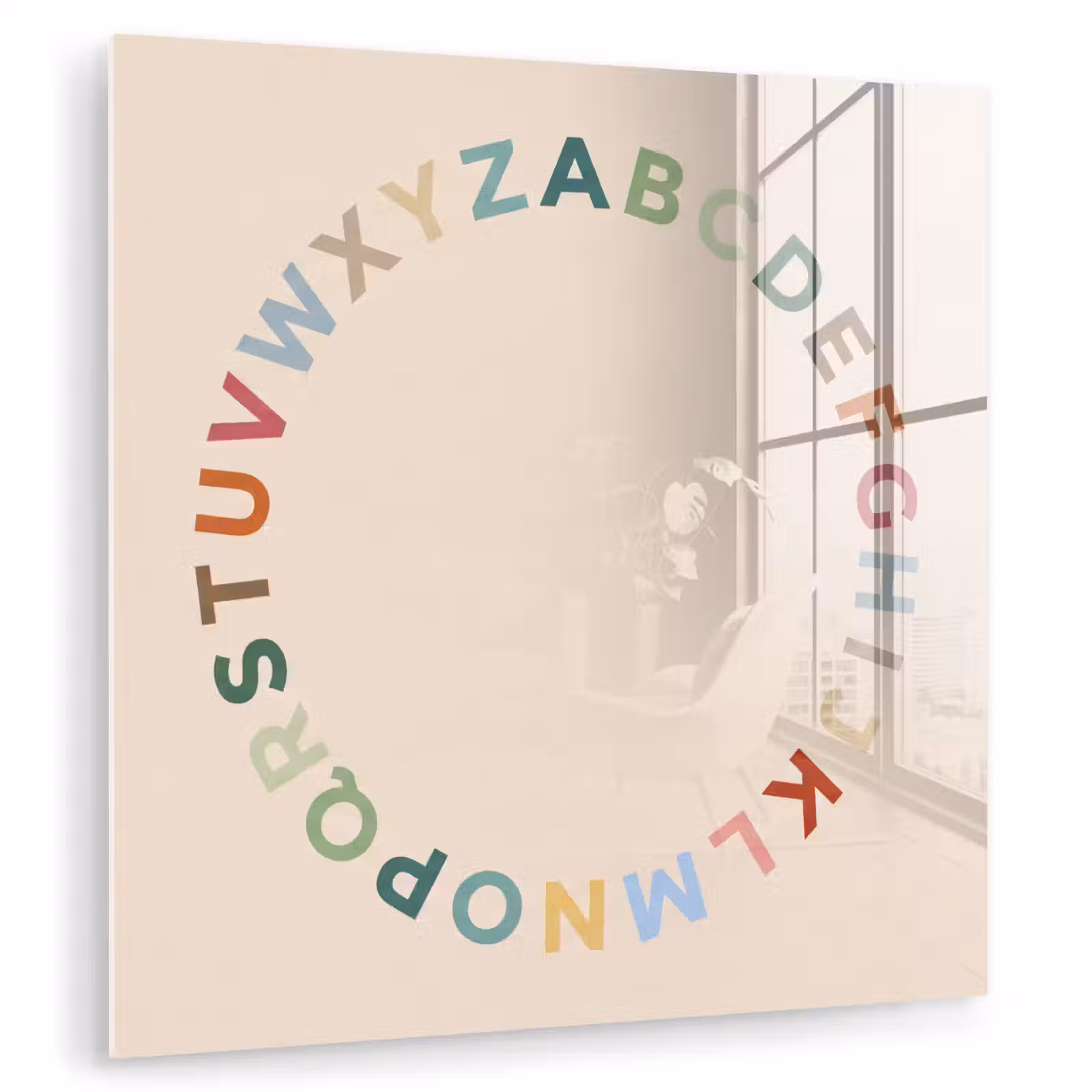 Glas schilderij - Alfabet - Cirkel - Educatie - Speels - Kleurrijk — 1