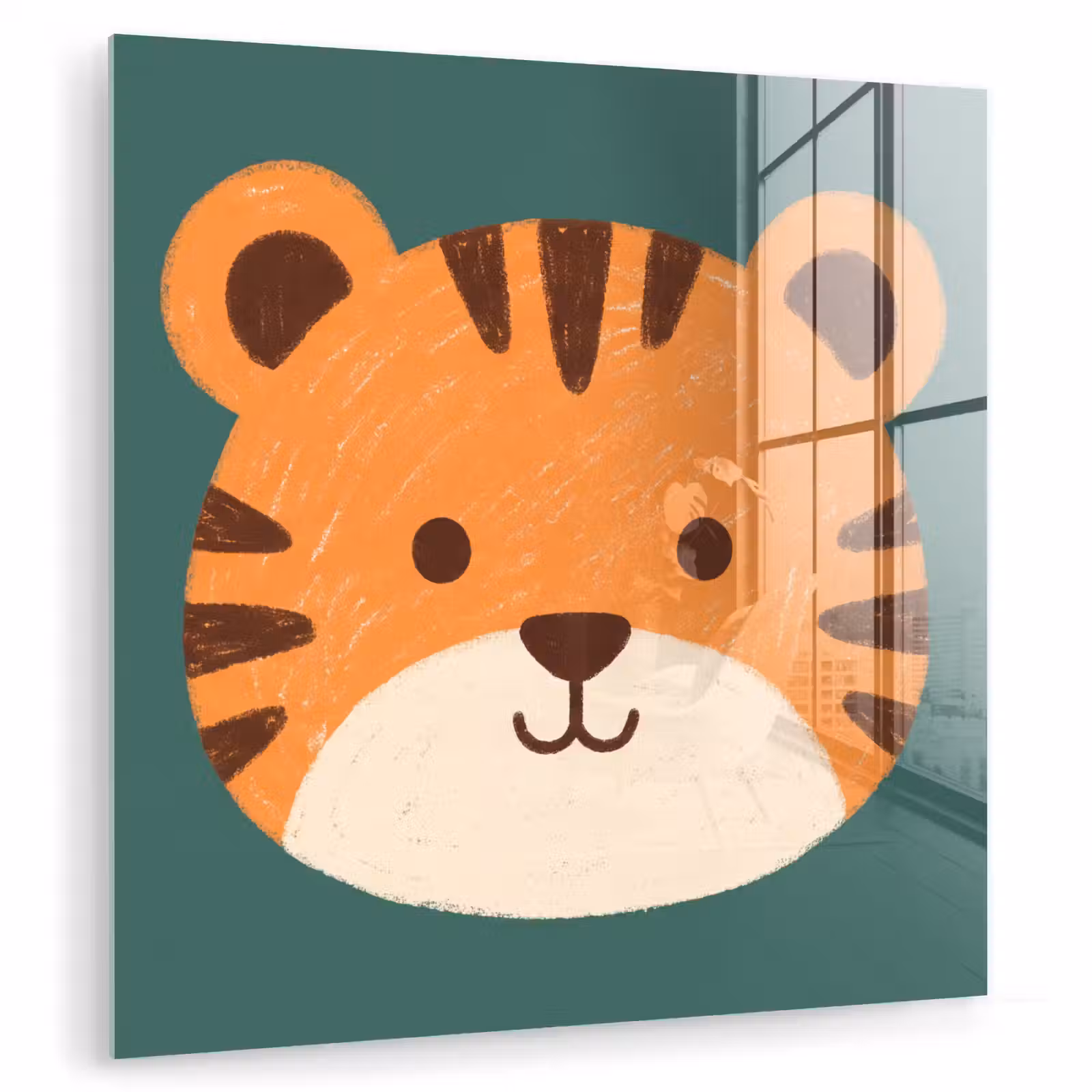 Glas schilderij - Dieren - Kop - Oranje - Illustratie - Modern — 1