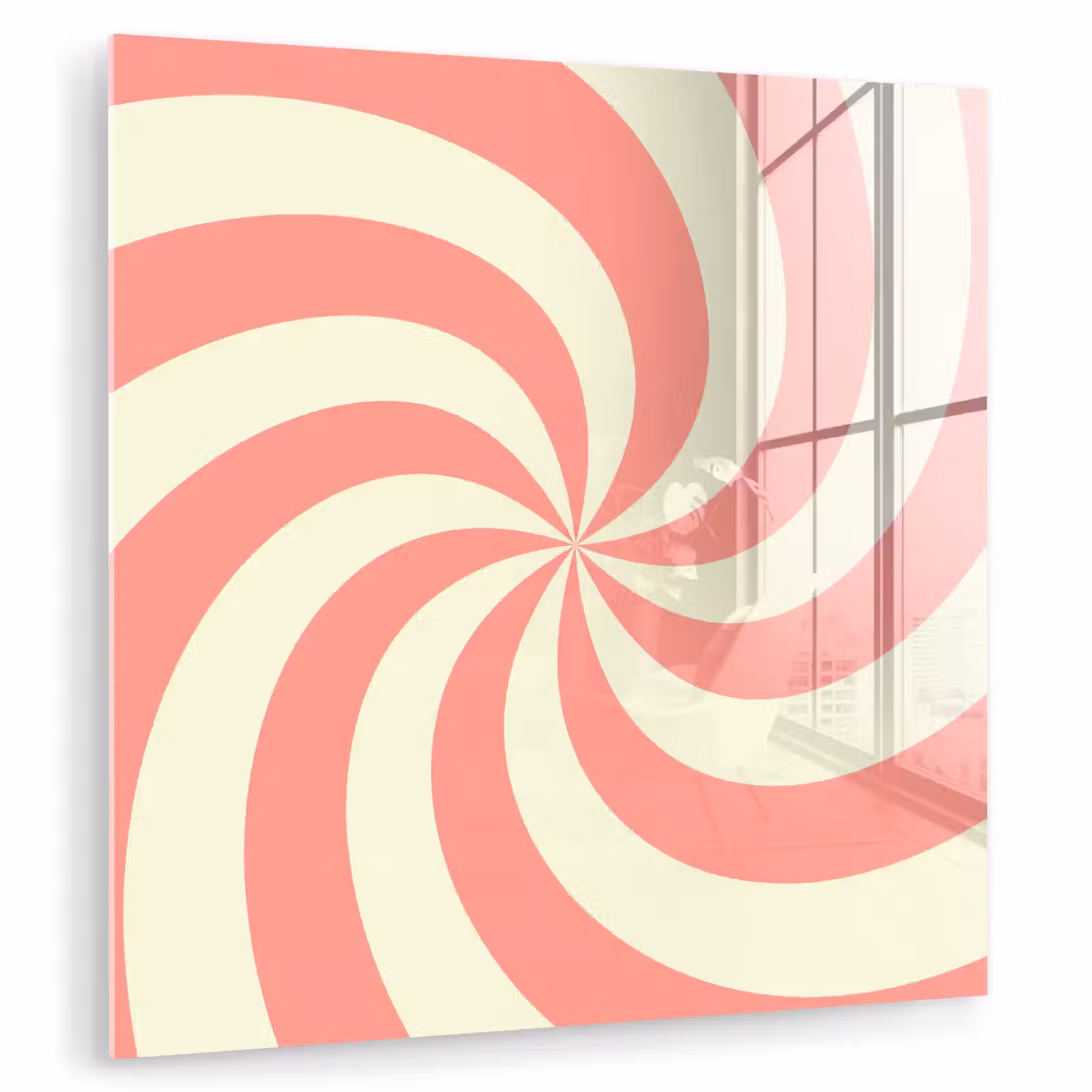Glas schilderij - Spiraal - Patroon - Abstract - Roze - Beige — 1