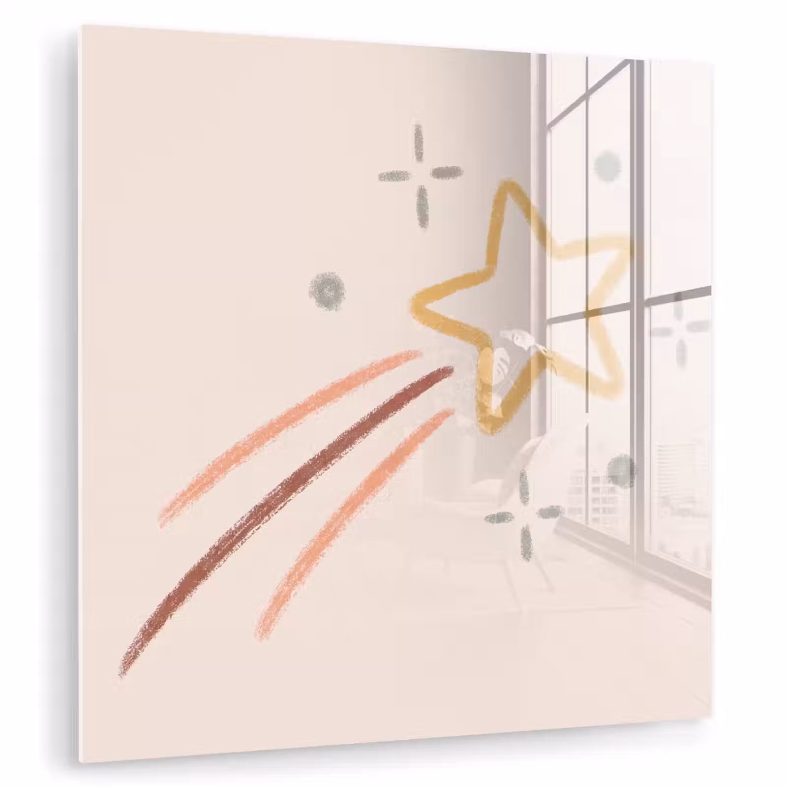 Glas schilderij - Ster - Vallend - Illustratie - Pastel — 1