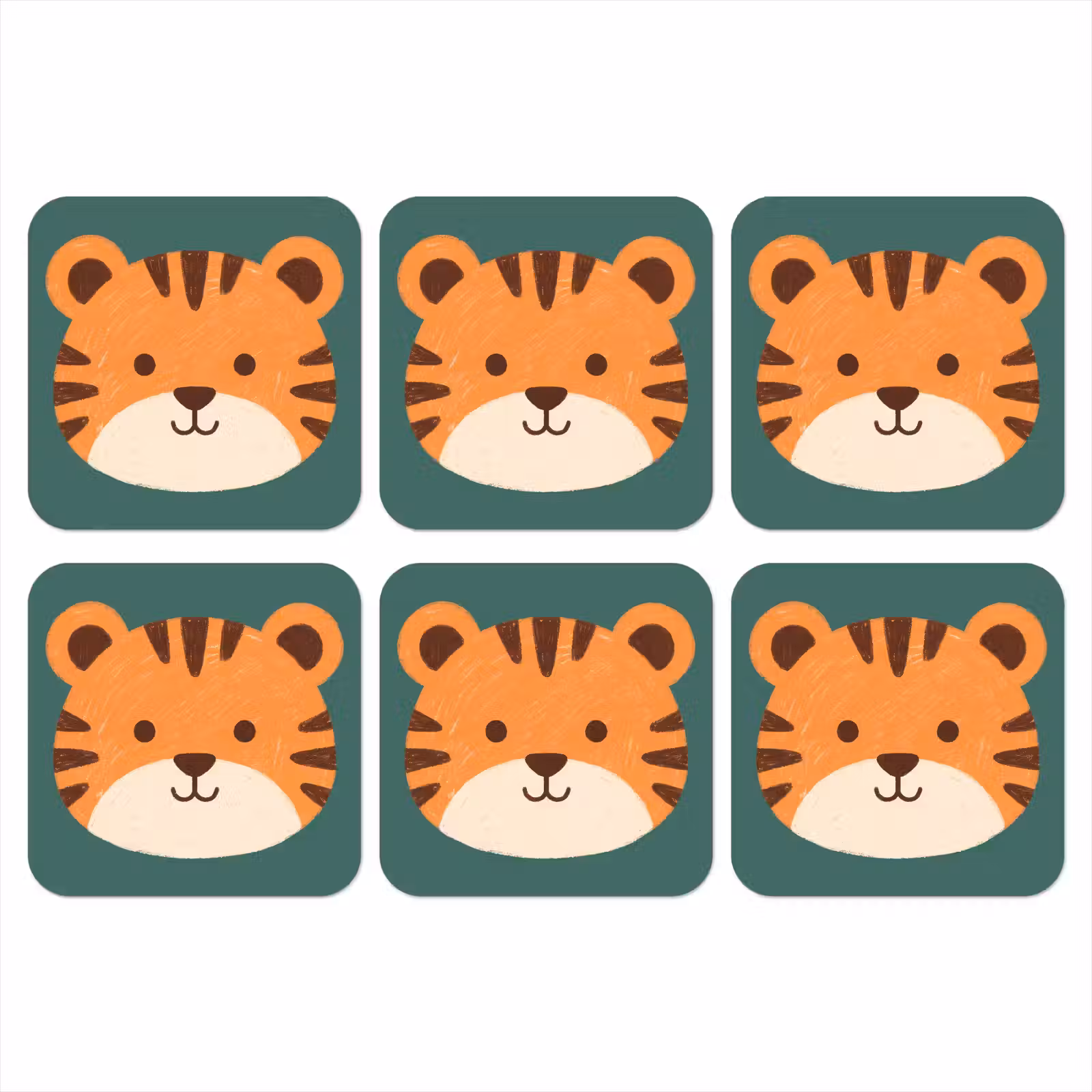 Onderzetter​ - Dieren - Kop - Oranje - Illustratie - Modern — 1