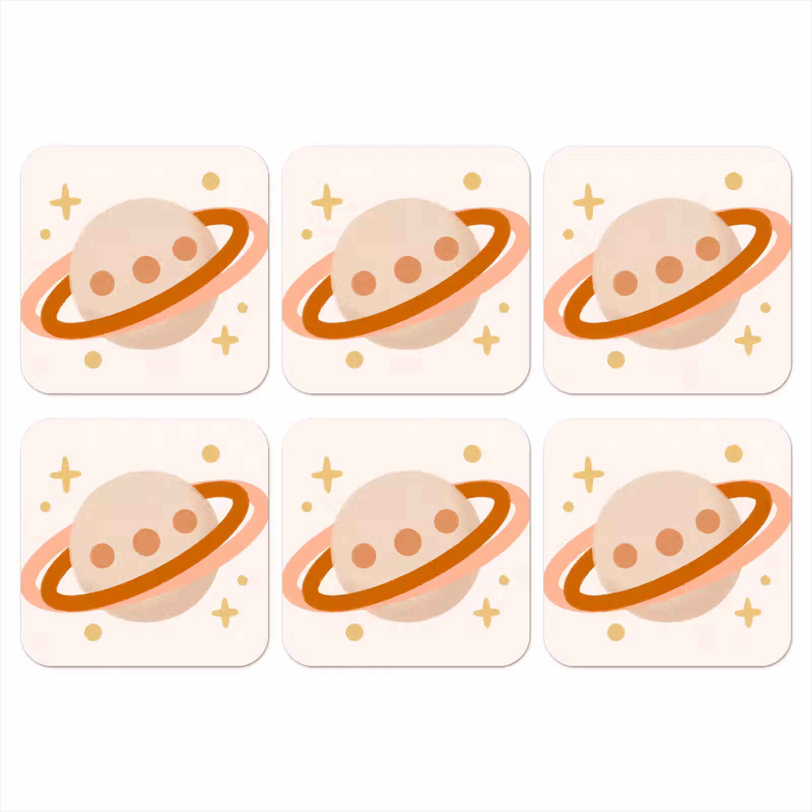 Onderzetter​ - Planeet - Ringen - Ruimte - Illustratie - Beige — 1