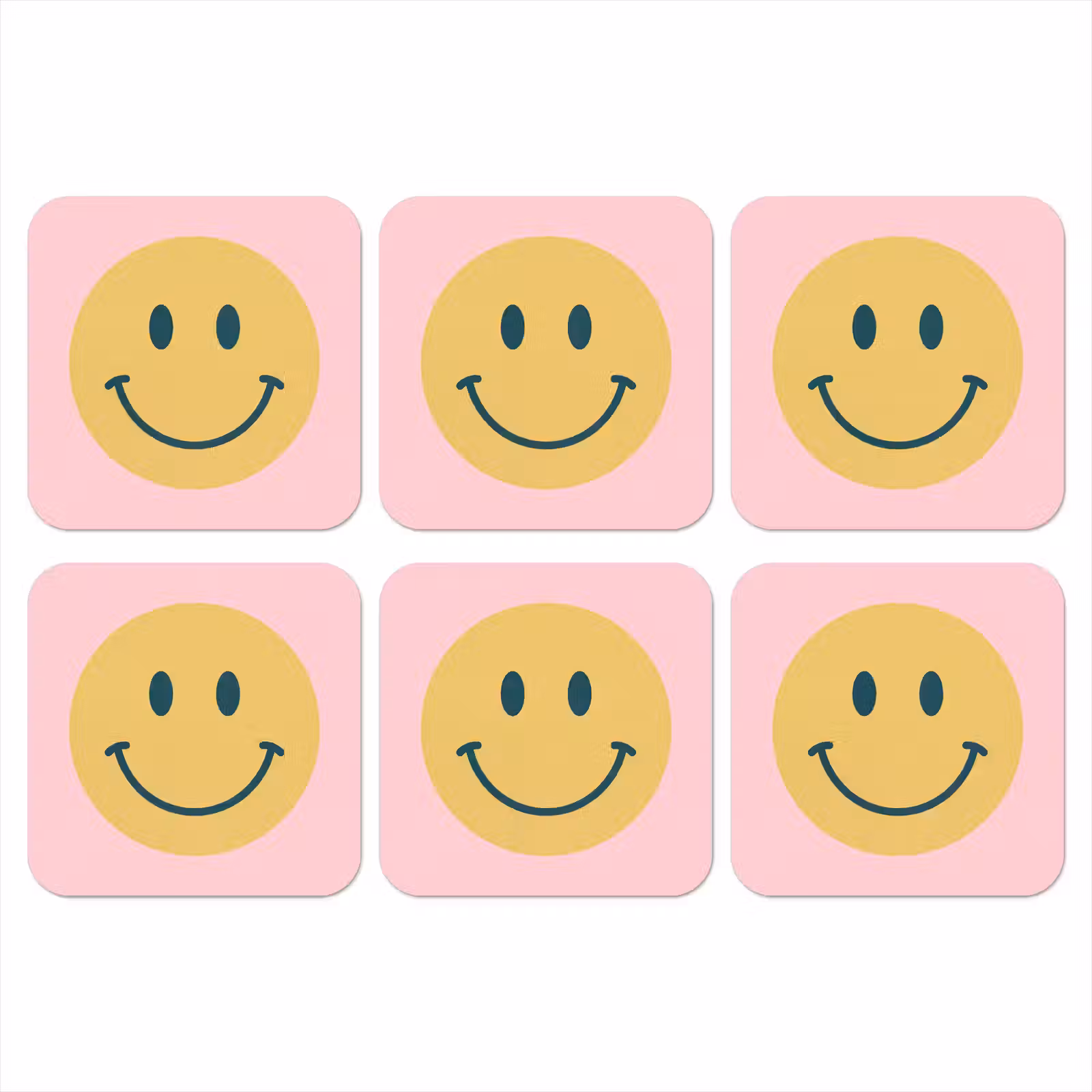 Onderzetter​ - Smiley - Geel - Roze - Symbool - Minimalistisch — 1