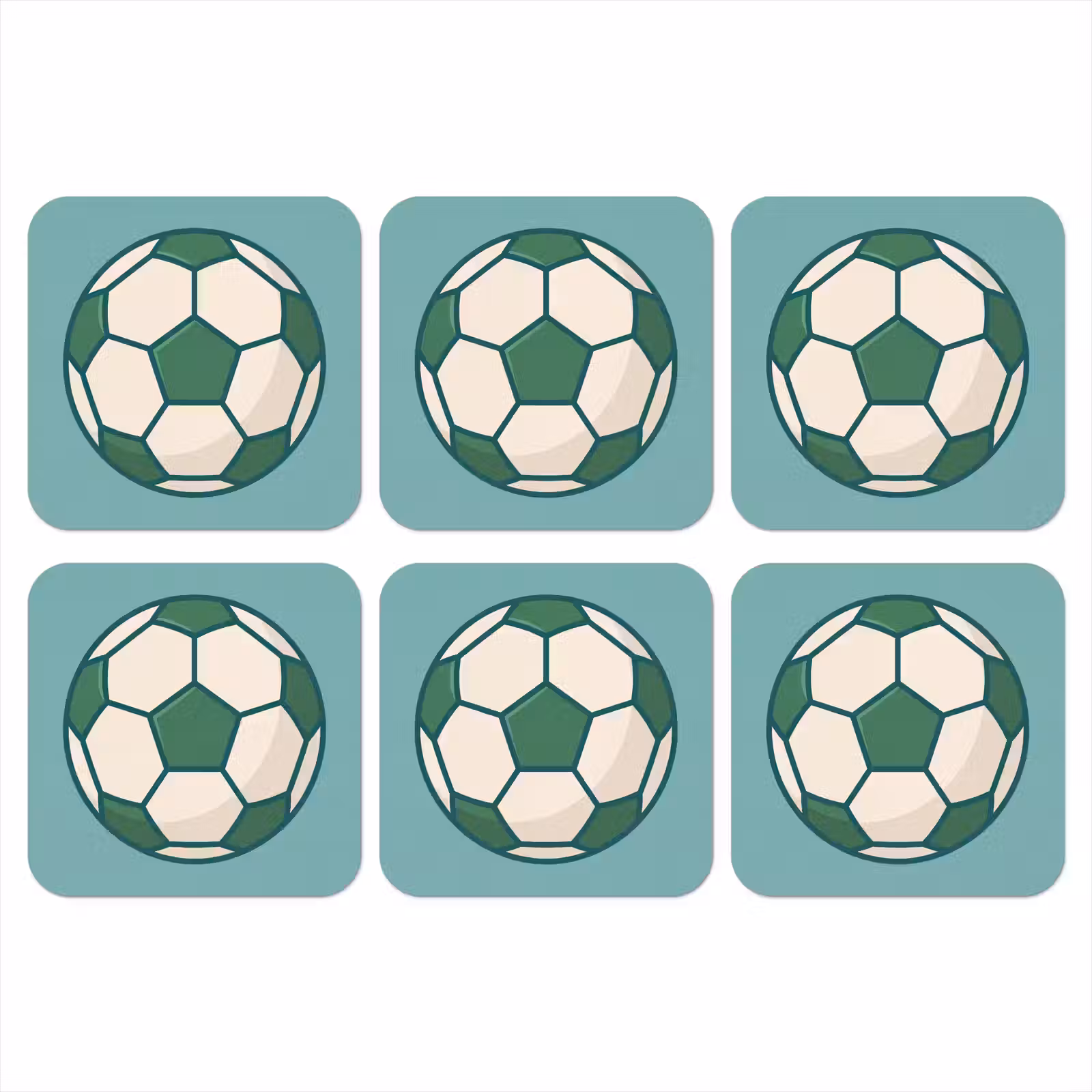 Onderzetter​ - Voetbal - Geometrisch - Sport - Illustratie - Blauwgroen — 1