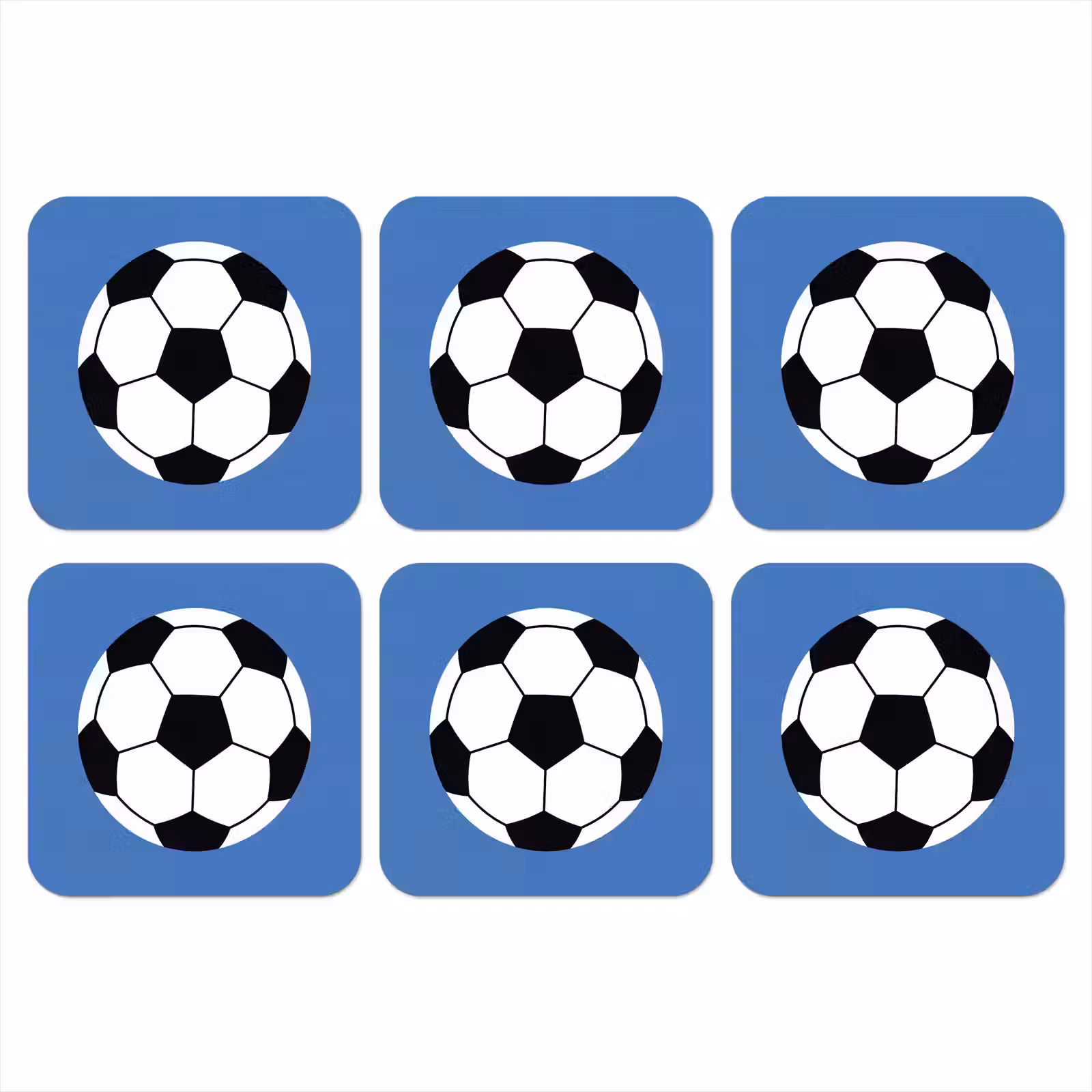 Onderzetter​ - Voetbal - Zwart-wit - Sport - Illustratie - Blauw — 1