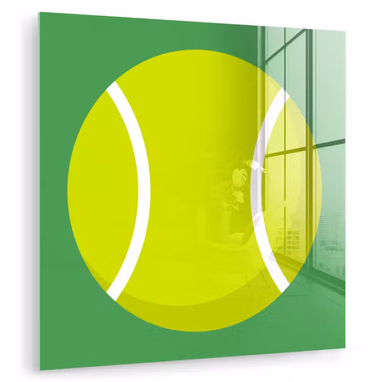 Glas schilderij - Bal - Geel - Sport - Groen - Illustratie — 1