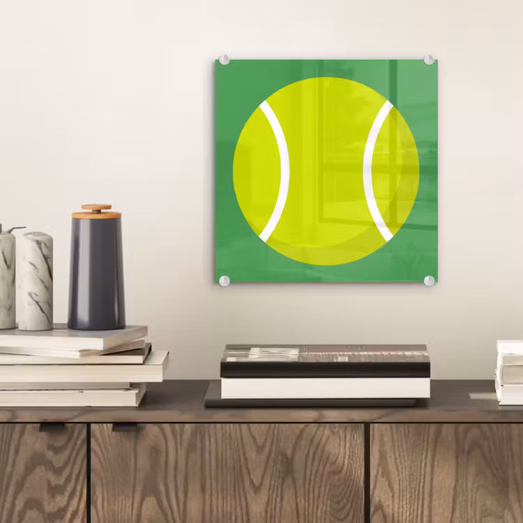 Glas schilderij - Bal - Geel - Sport - Groen - Illustratie — 2